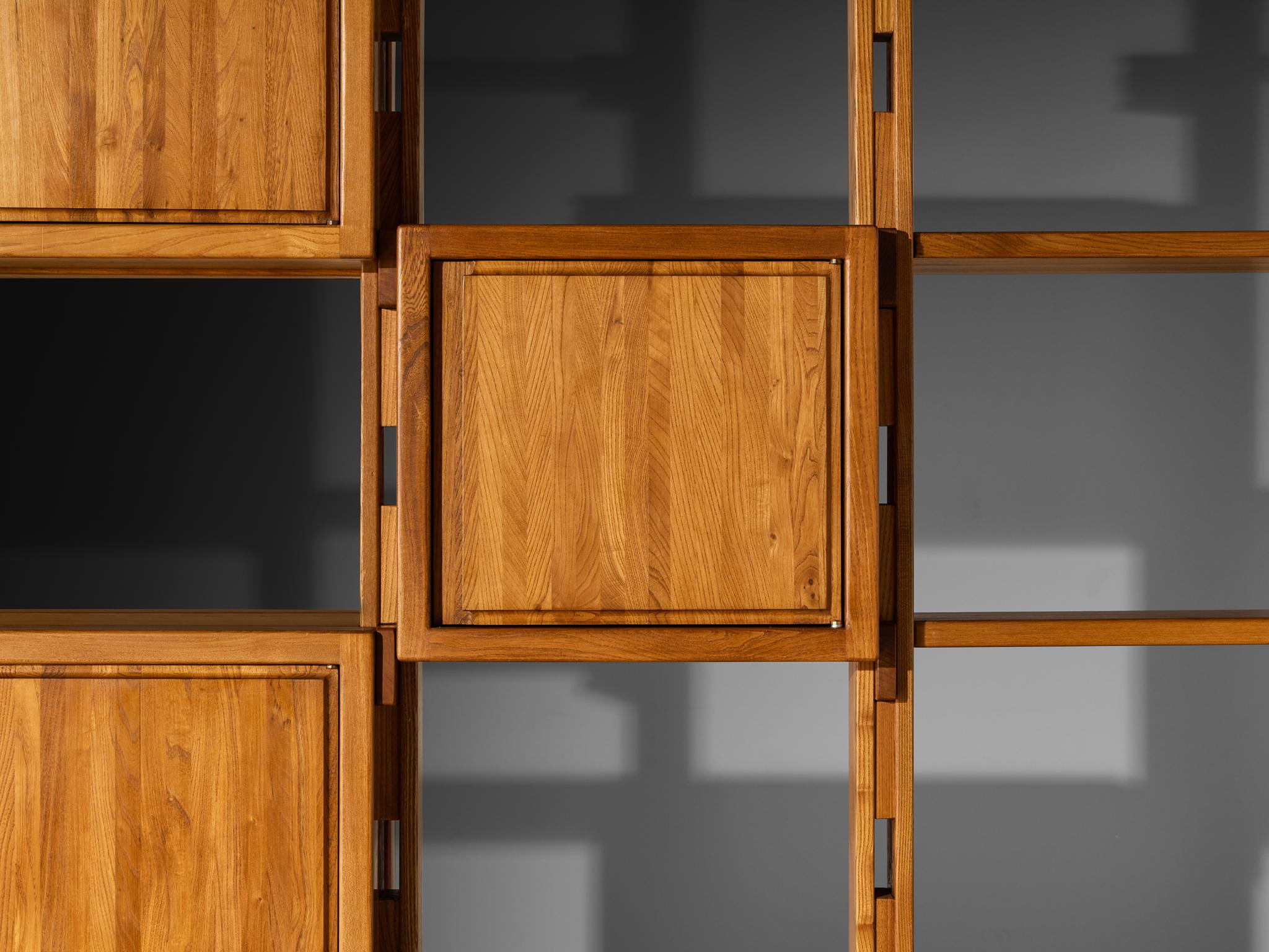 Mid-Century Modern Galerie L'Orme Modular Room Divider or Wall Unit in Solid Elm For Sale
