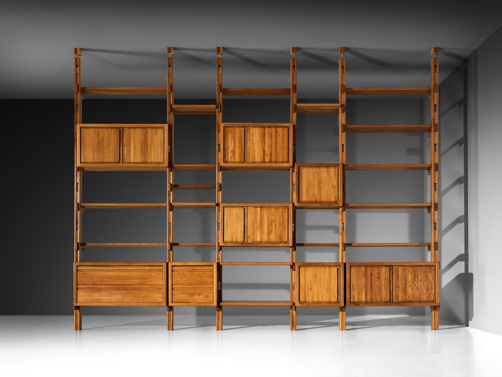 French Galerie L'Orme Modular Room Divider or Wall Unit in Solid Elm For Sale