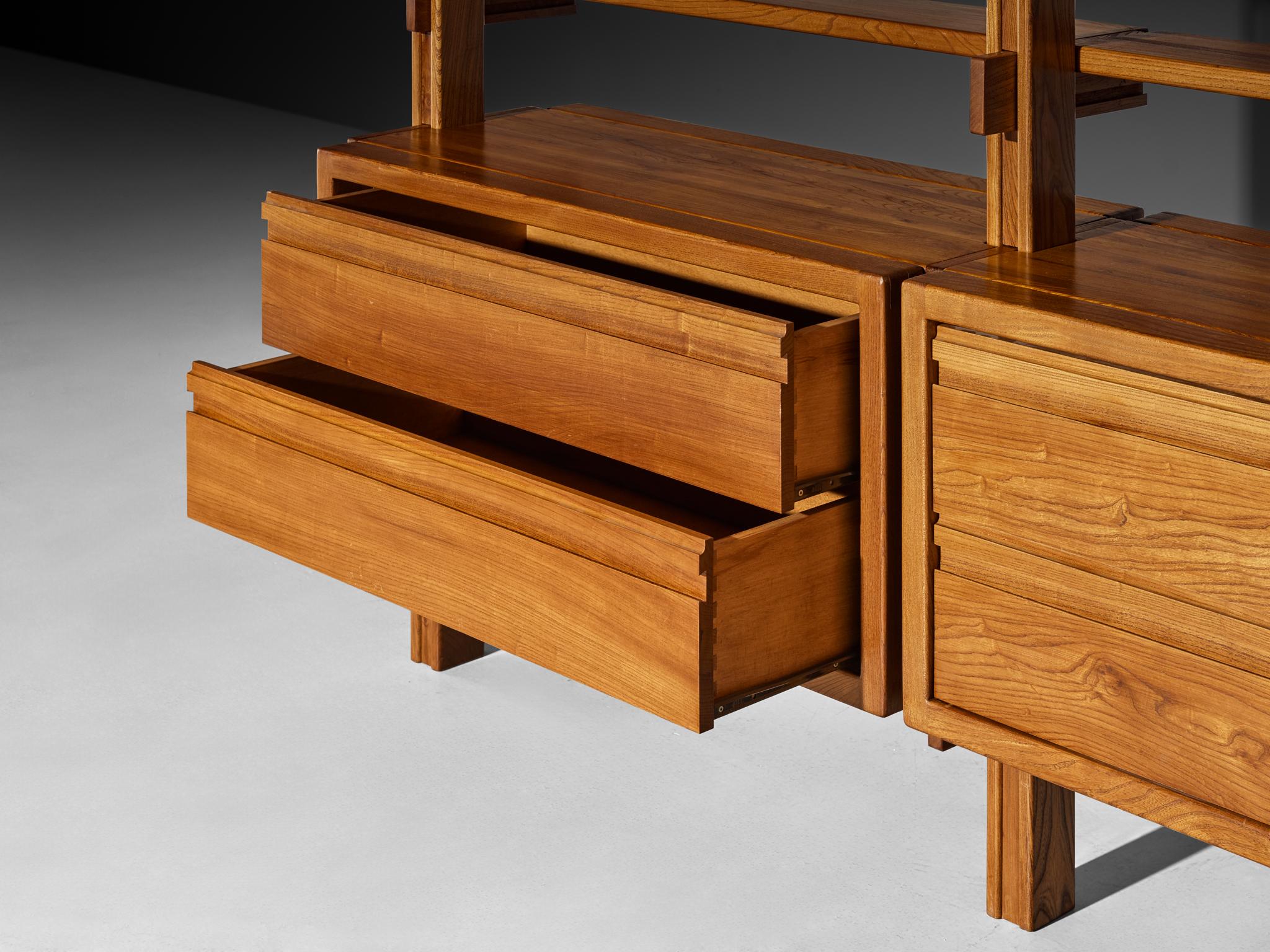 Late 20th Century Galerie L'Orme Modular Room Divider or Wall Unit in Solid Elm For Sale