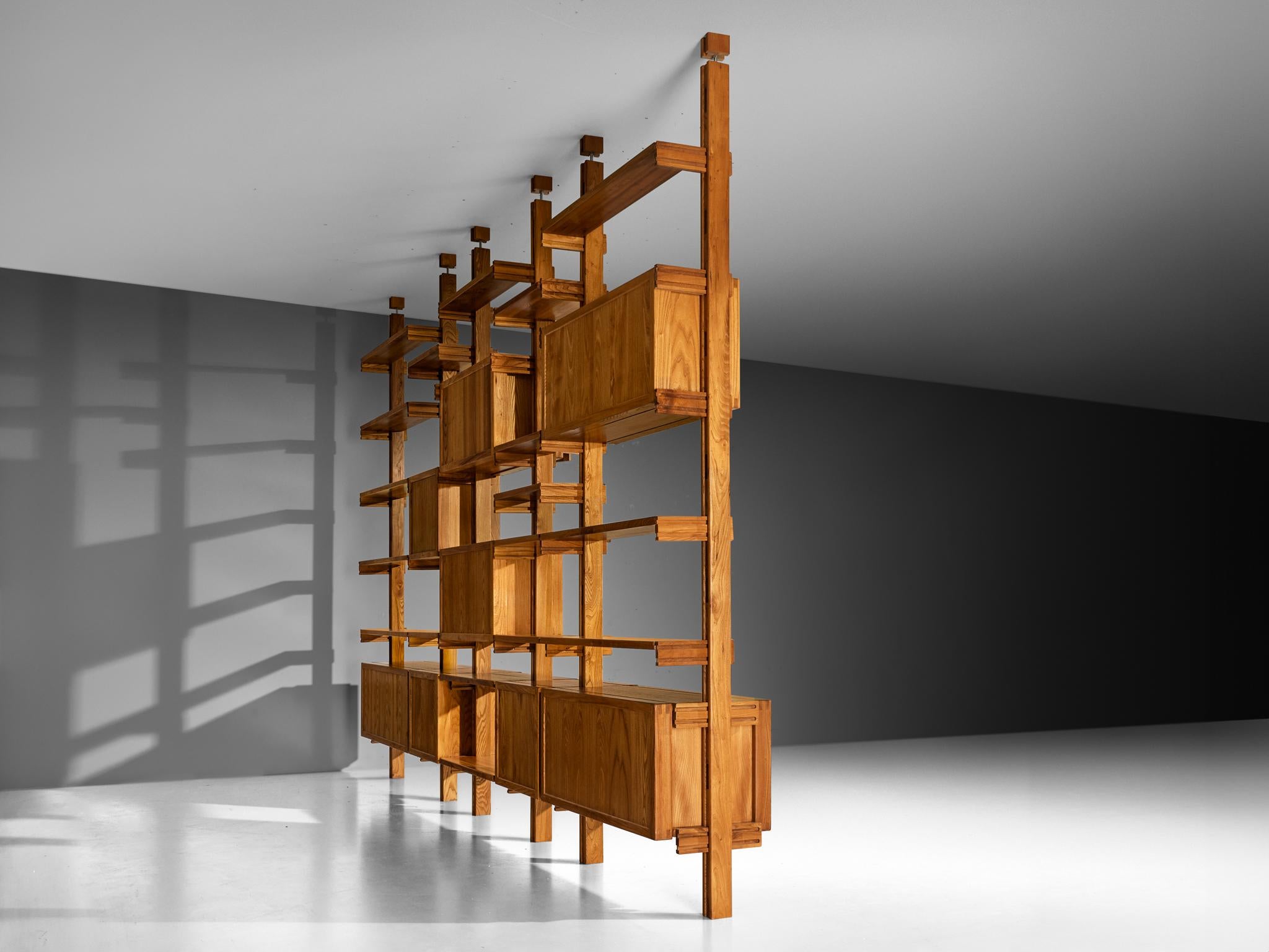 Galerie L'Orme Modular Room Divider or Wall Unit in Solid Elm For Sale 2