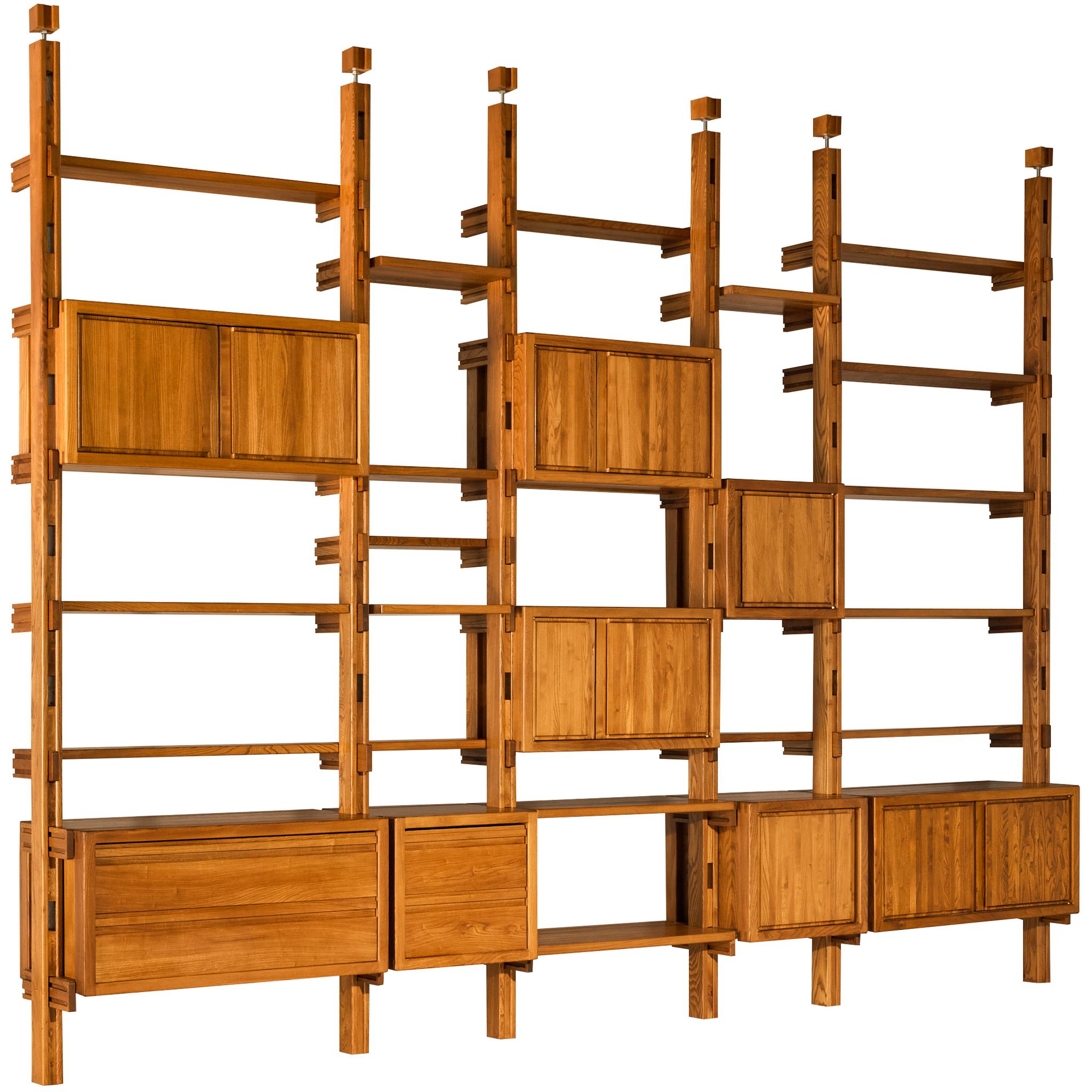 Galerie L'Orme Modular Room Divider or Wall Unit in Solid Elm For Sale