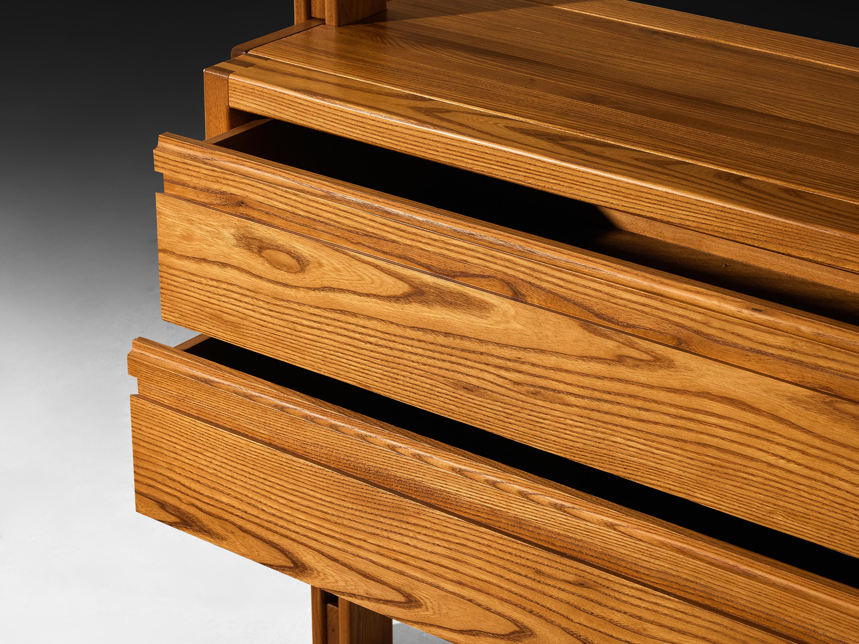 Galerie L'Orme Modular Wall Unit in Solid Elm For Sale 4