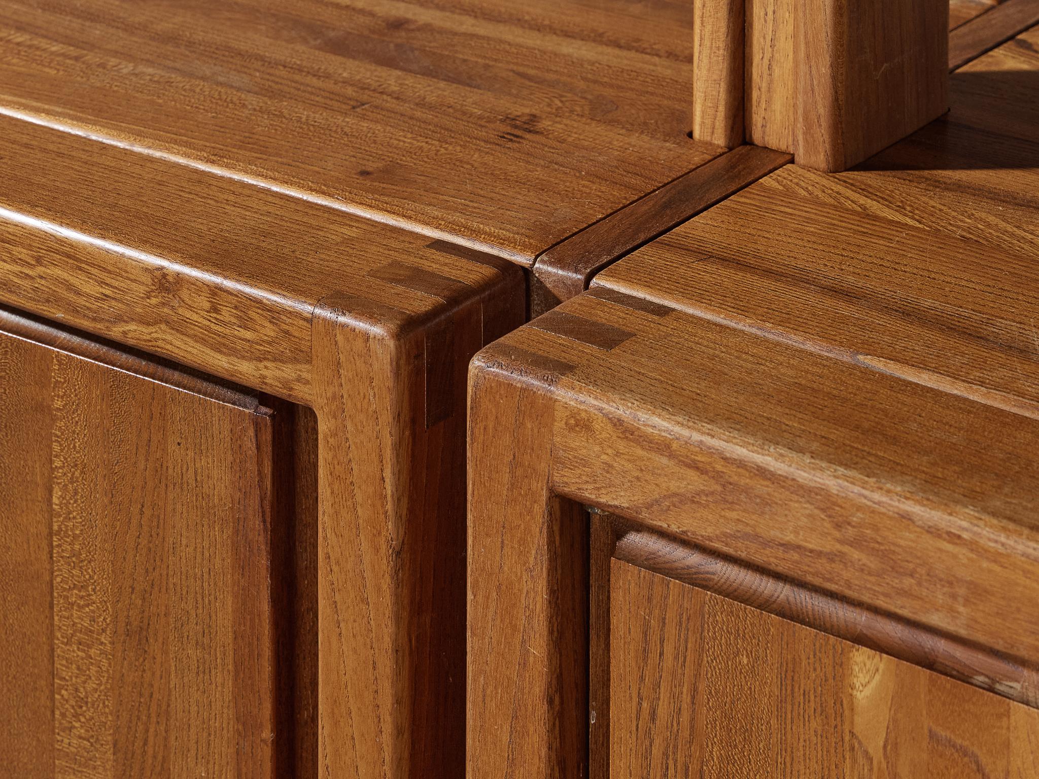 Galerie L'Orme Modular Wall Unit in Solid Elm For Sale 6