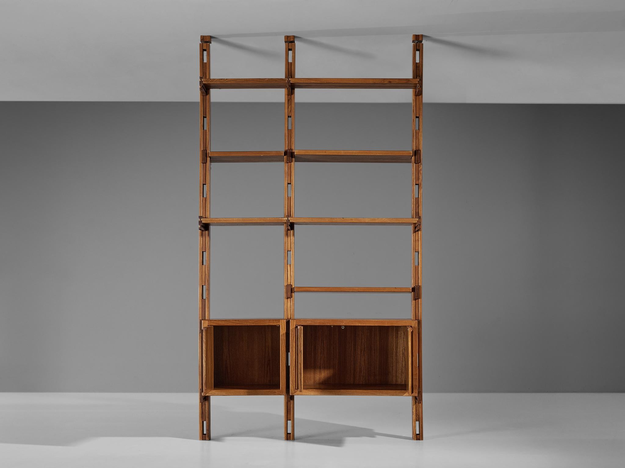 Galerie L'Orme Modular Wall Unit in Solid Elm For Sale 8
