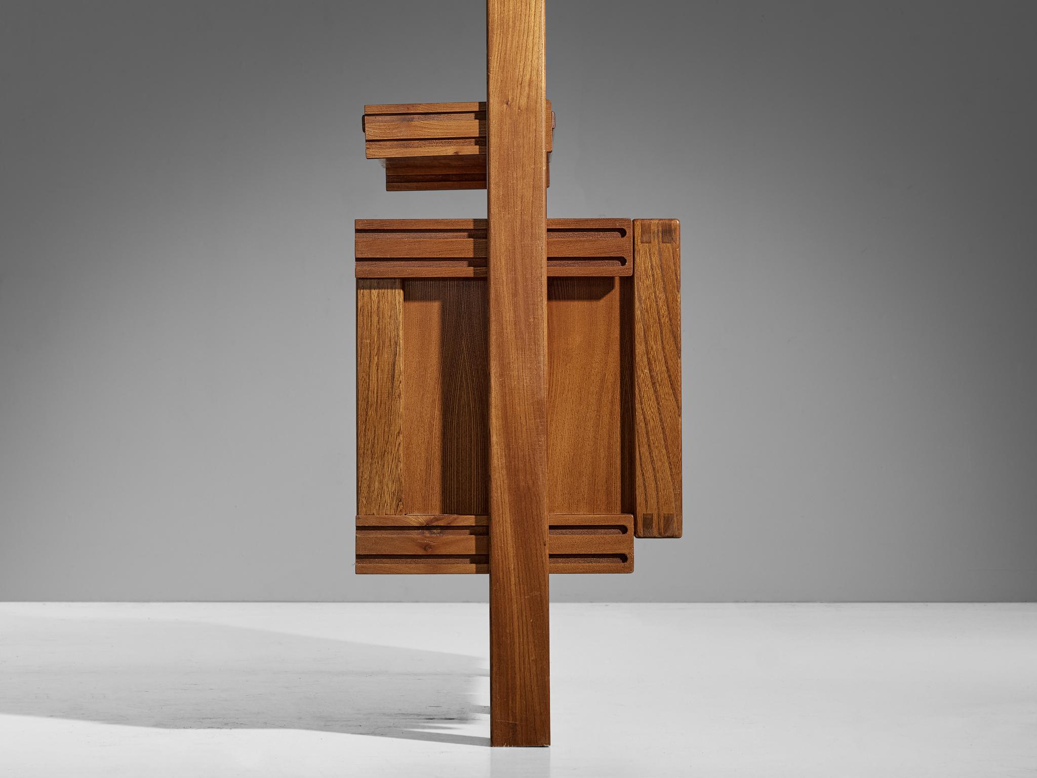 Galerie L'Orme Modular Wall Unit in Solid Elm In Good Condition For Sale In Waalwijk, NL