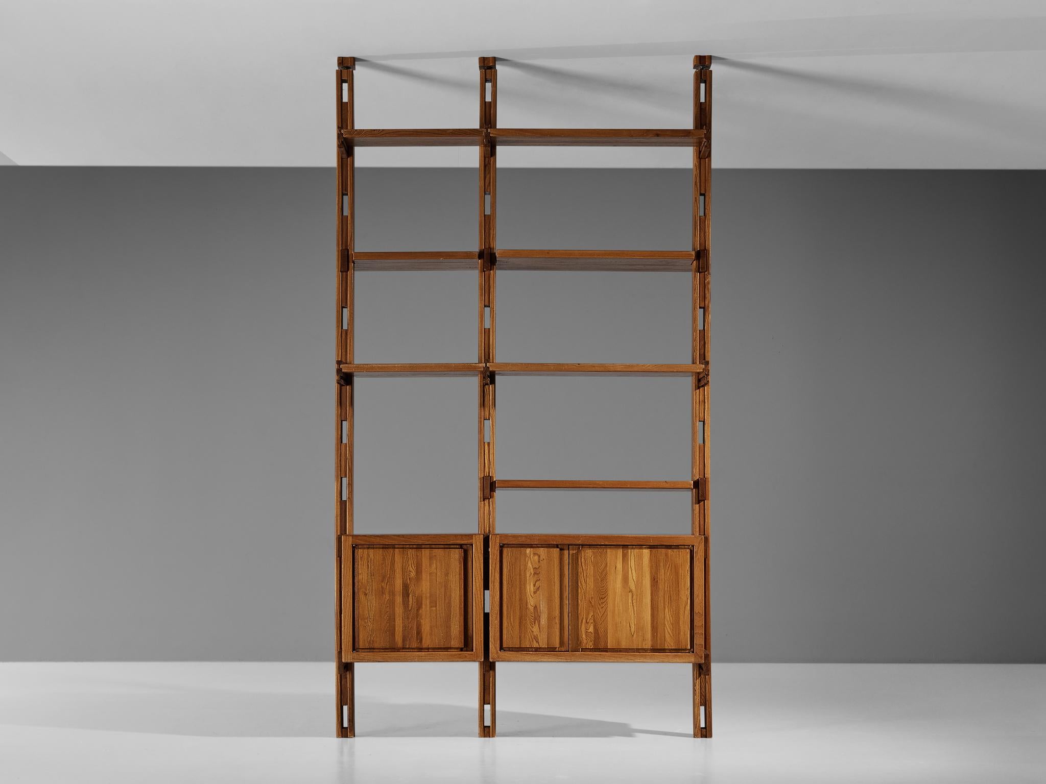 Late 20th Century Galerie L'Orme Modular Wall Unit in Solid Elm For Sale