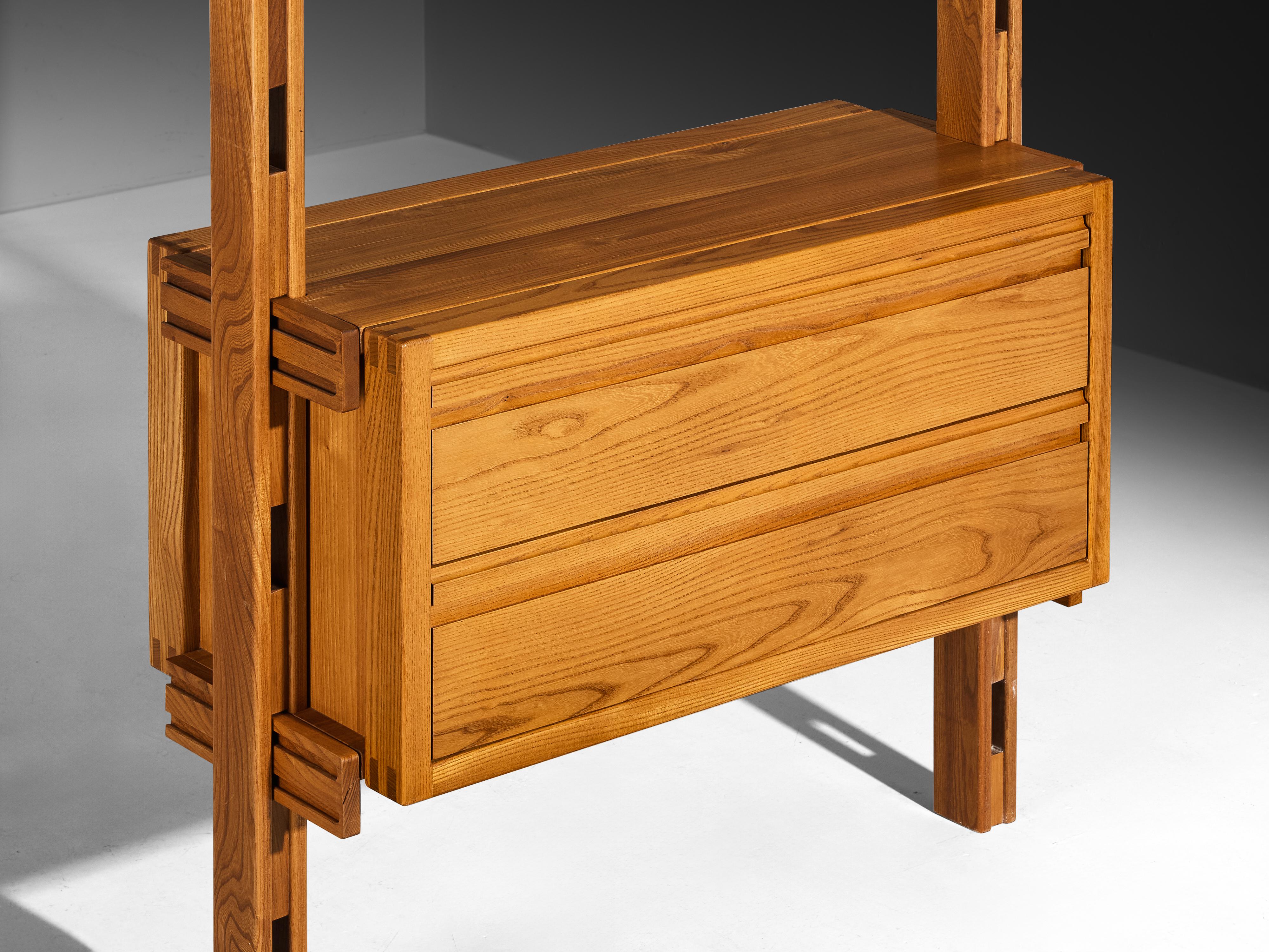 Late 20th Century Galerie L'Orme Modular Wall Unit in Solid Elm For Sale