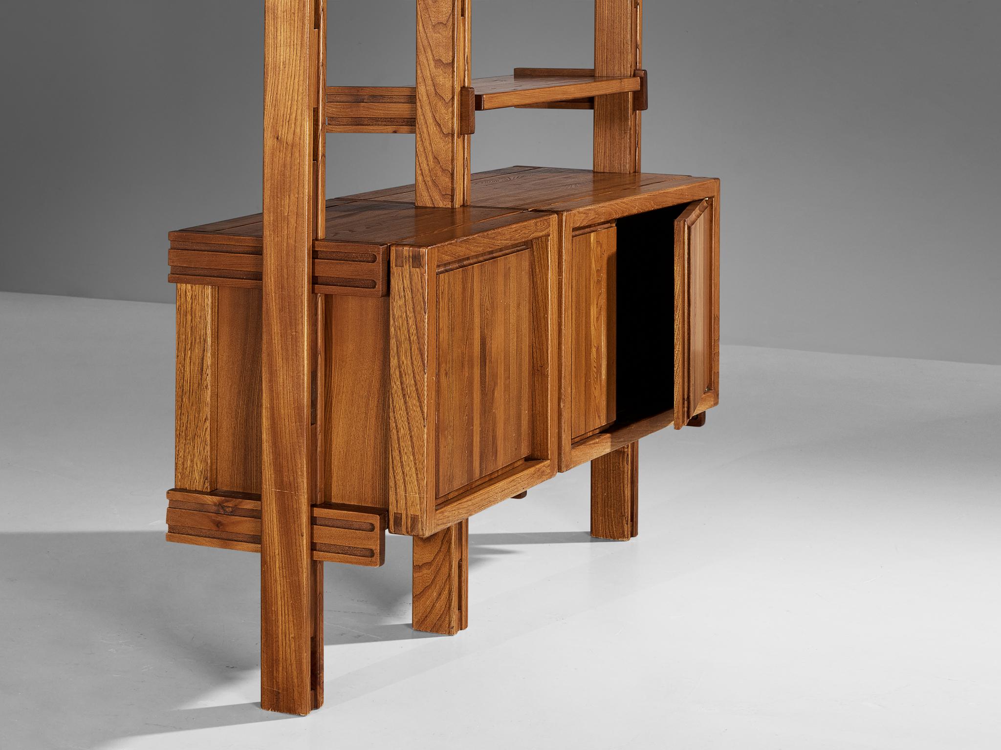 Galerie L'Orme Modular Wall Unit in Solid Elm For Sale 1