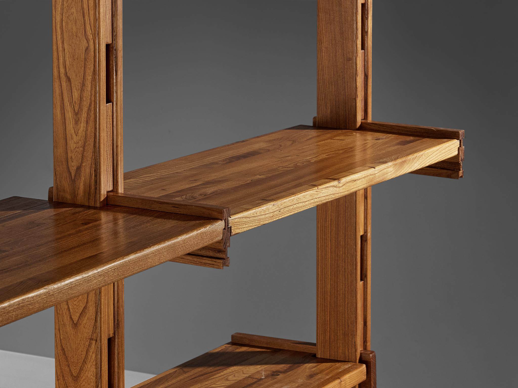 Galerie L'Orme Modular Wall Unit in Solid Elm For Sale 2