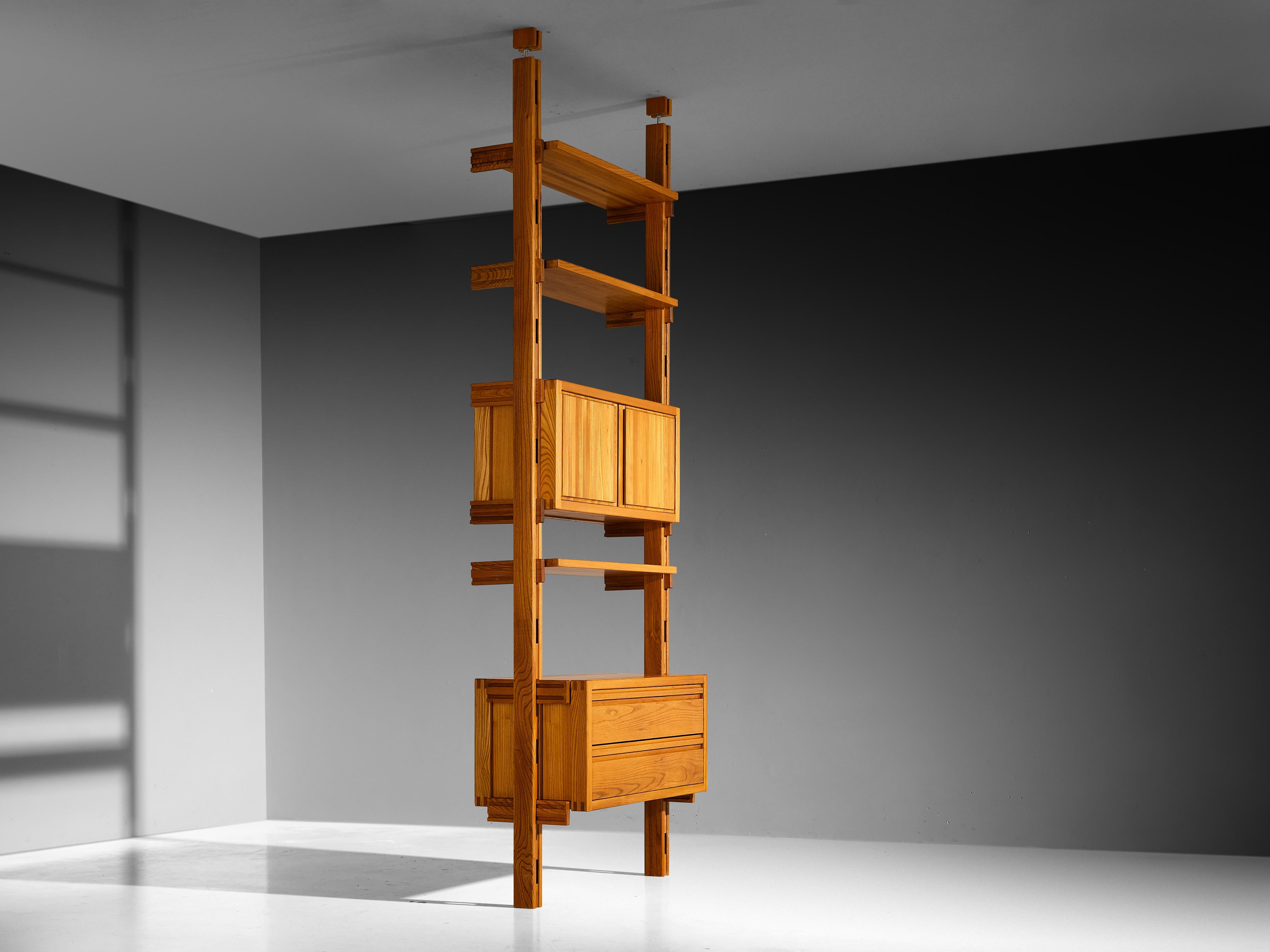 Galerie L'Orme Modular Wall Unit in Solid Elm For Sale 2