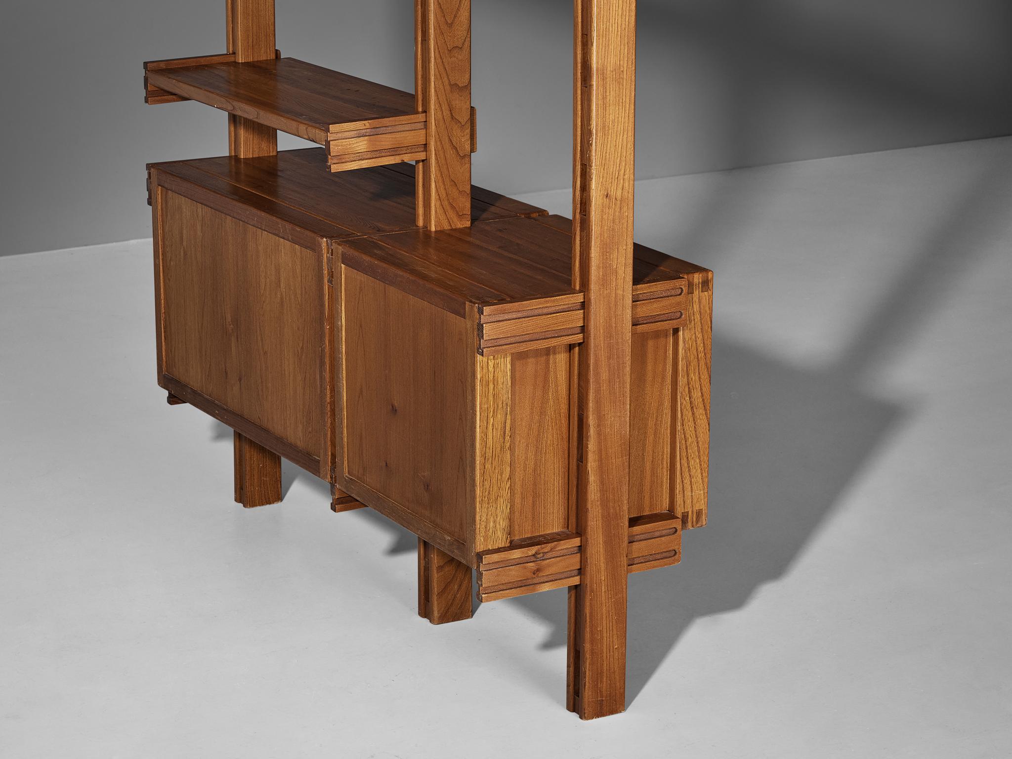 Galerie L'Orme Modular Wall Unit in Solid Elm For Sale 3