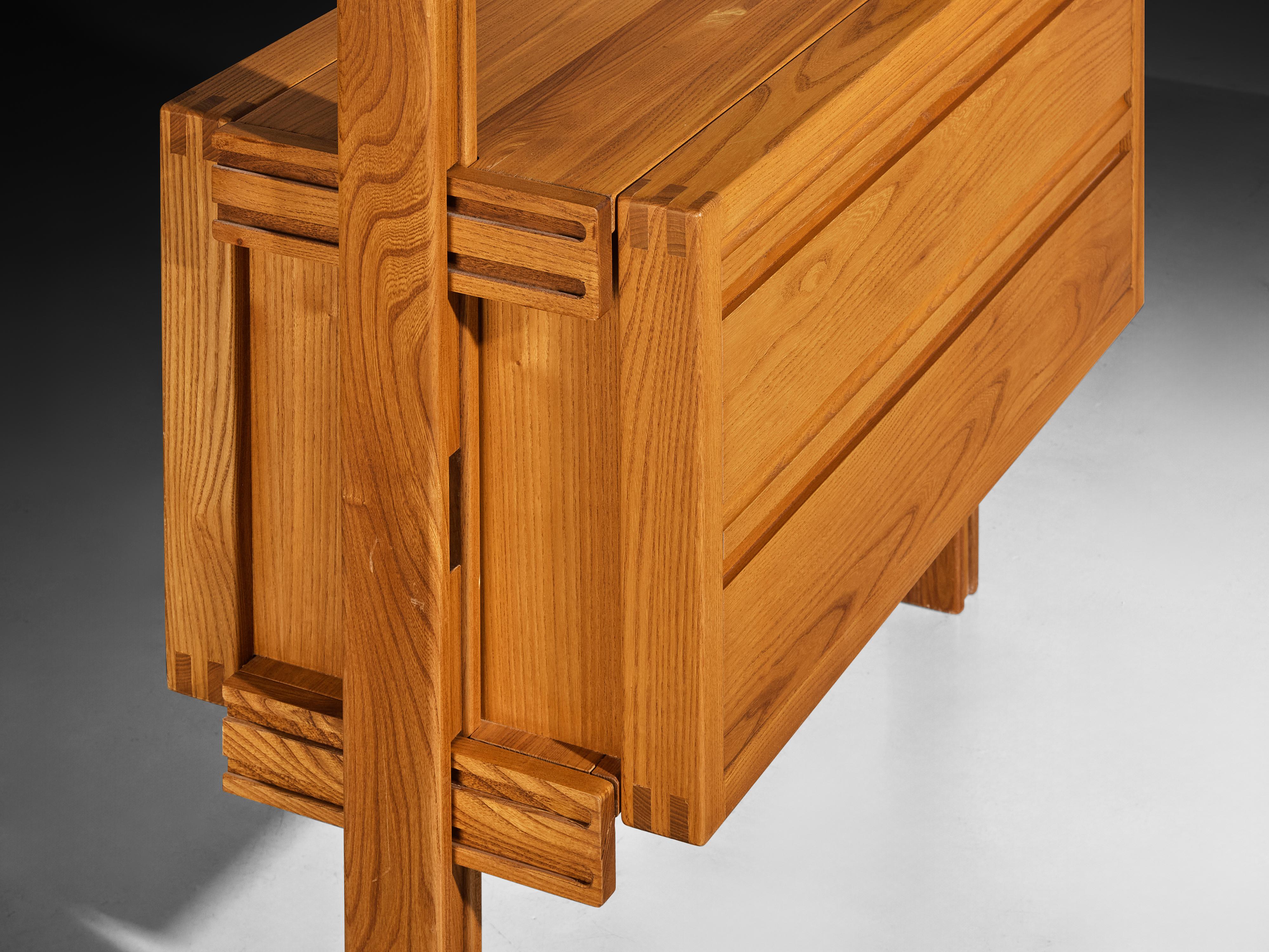 Galerie L'Orme Modular Wall Unit in Solid Elm For Sale 3