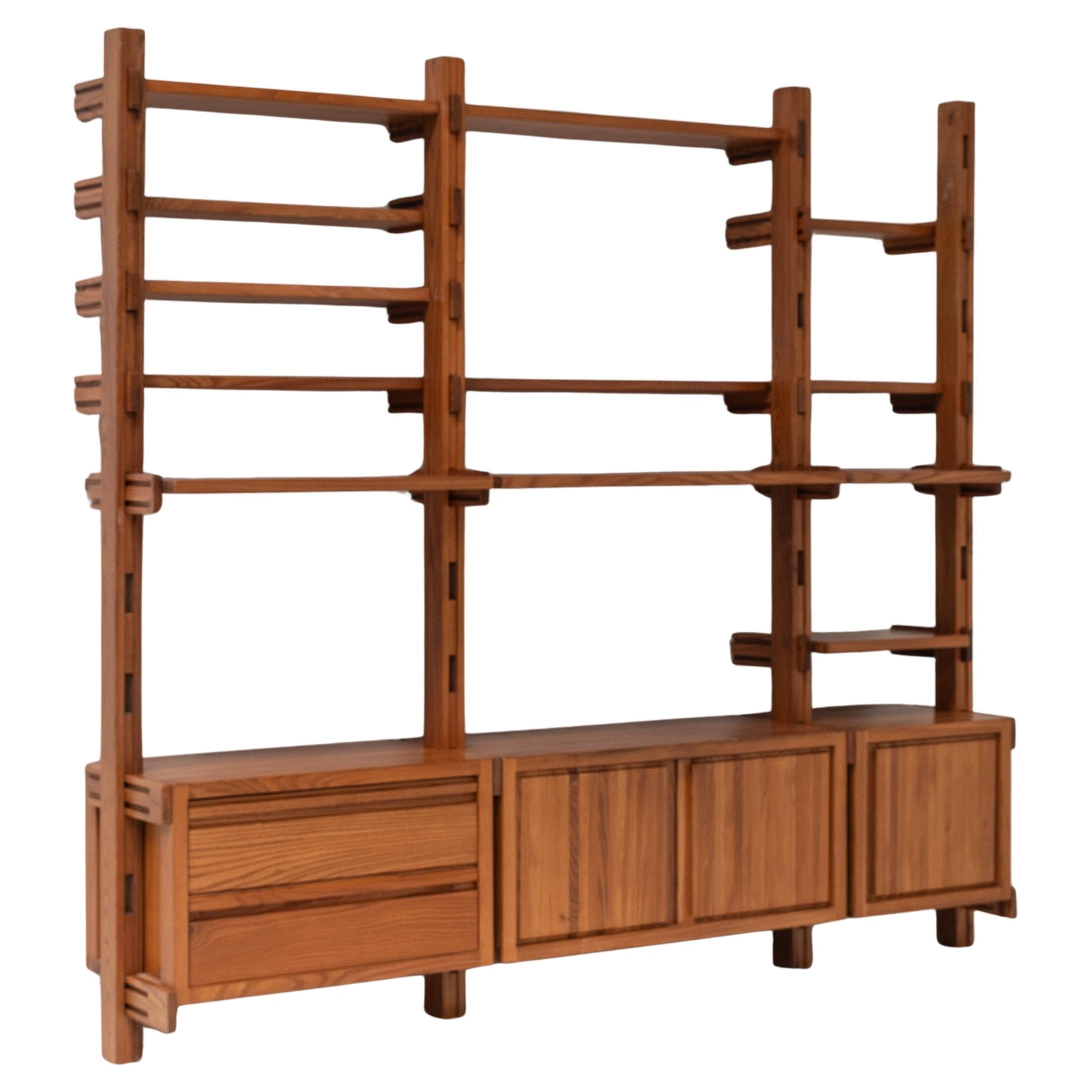 Galerie l
Orme modular wall unit in solid elm For Sale