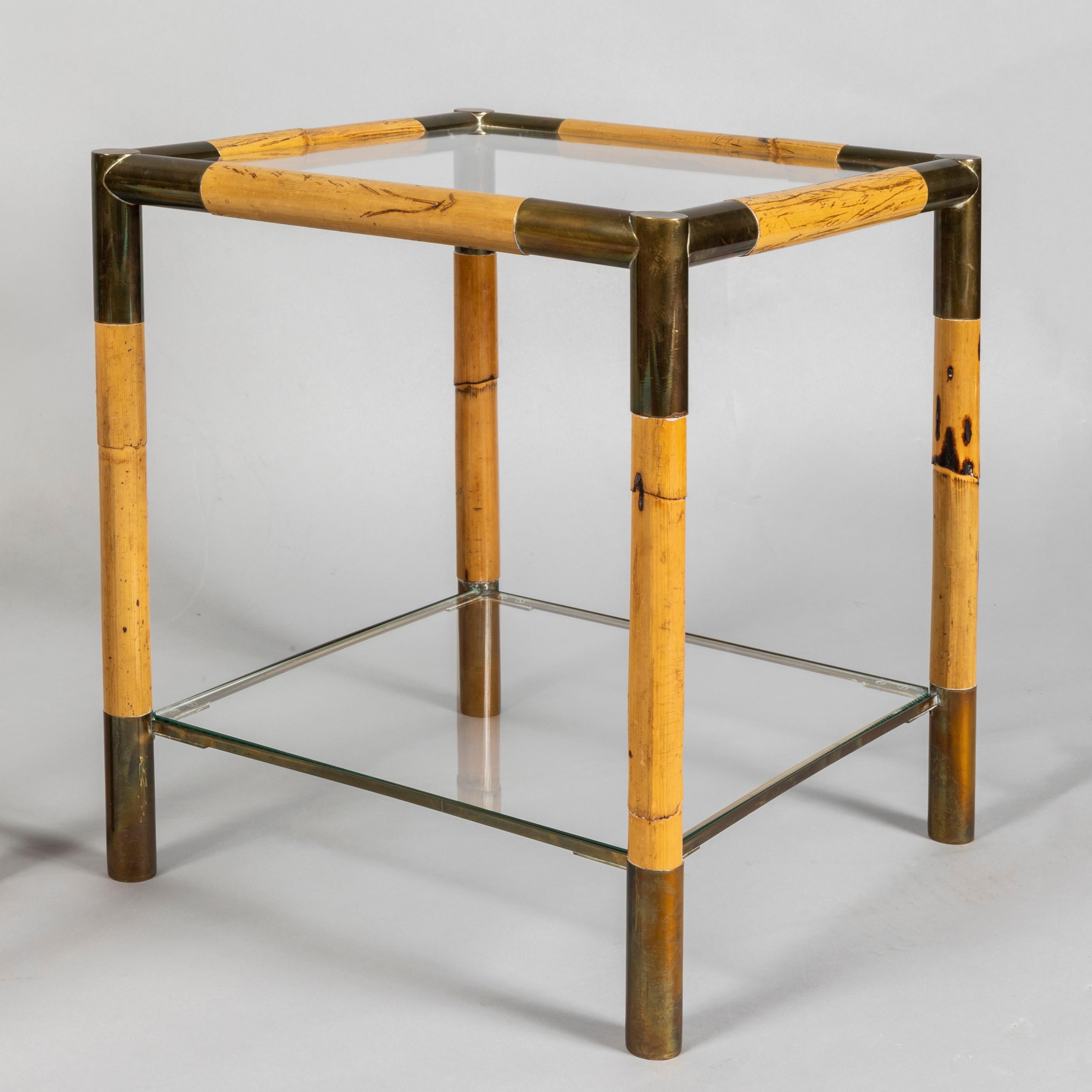 Galerie Maison et Jardin Bamboo Table and Two Side Tables, 1970s For Sale 1