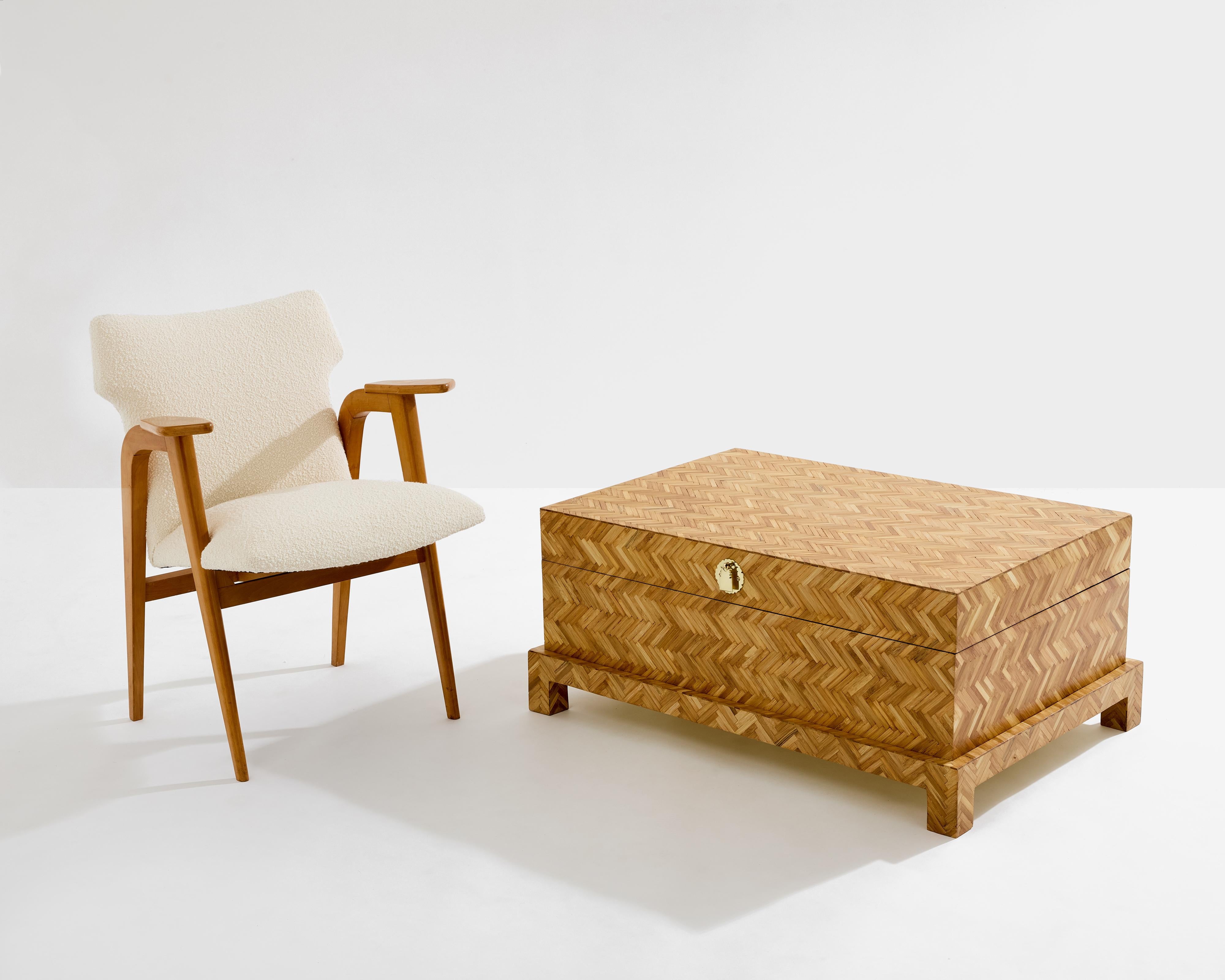 Galerie Maison & Jardin Bambus Intarsien-Messingkoffer aus Messing 1970 im Angebot 4