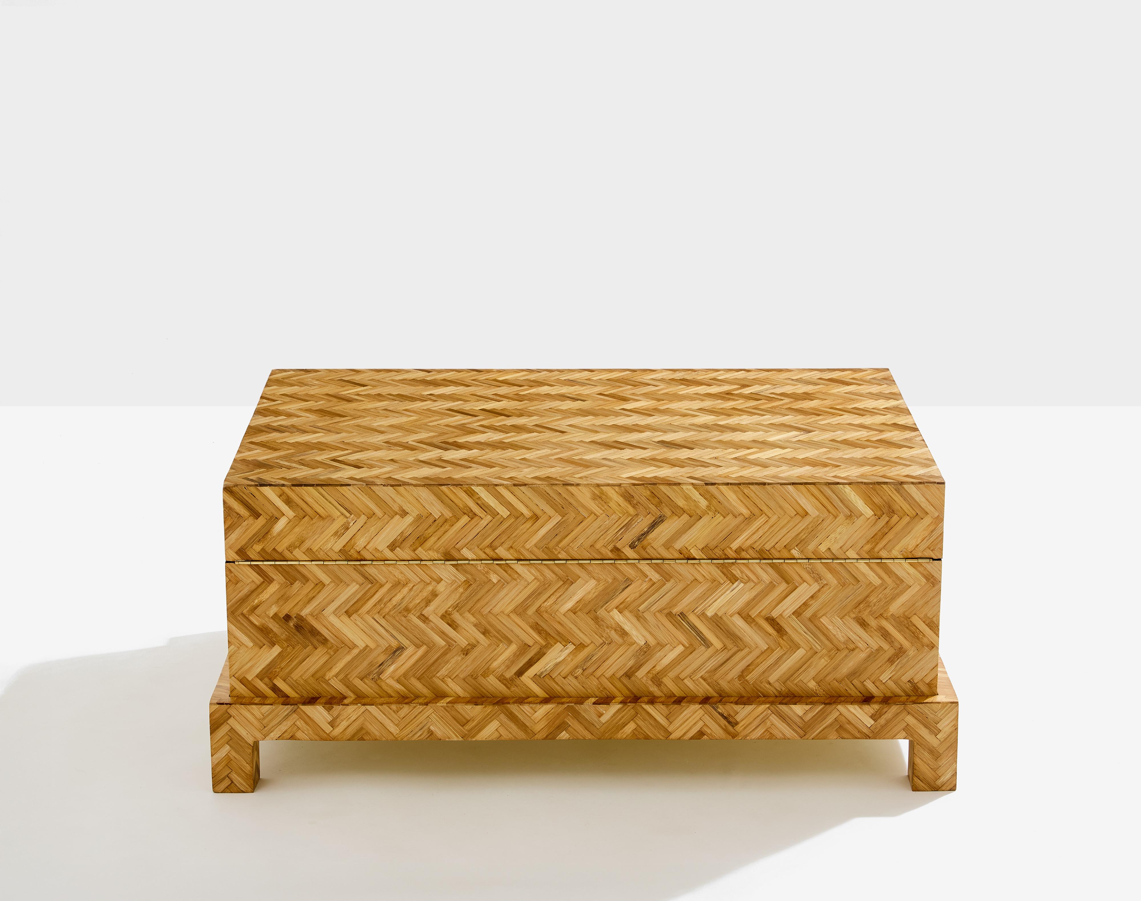 Galerie Maison & Jardin Bambus Intarsien-Messingkoffer aus Messing 1970 im Angebot 1