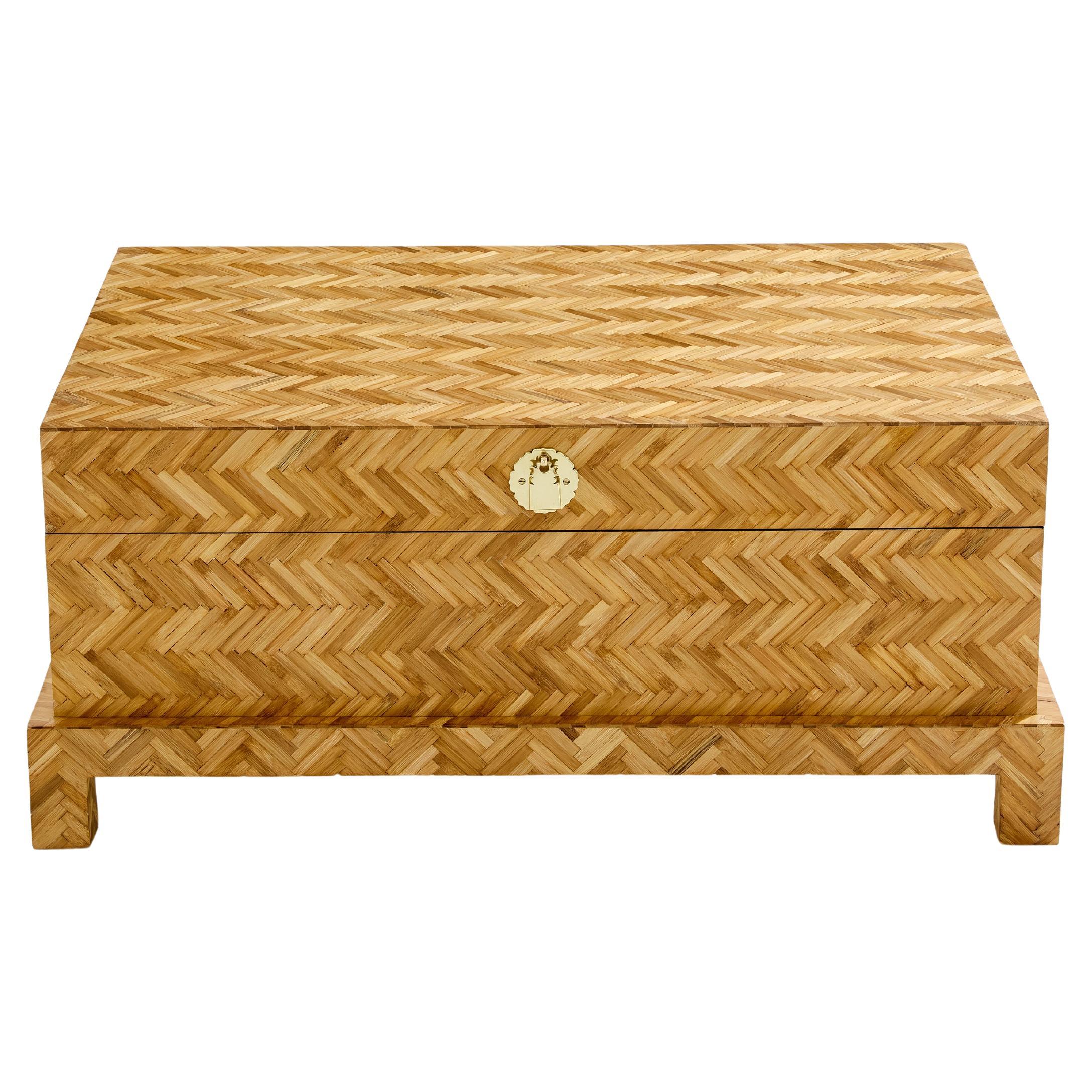 Galerie Maison & Jardin Bambus Intarsien-Messingkoffer aus Messing 1970 im Angebot