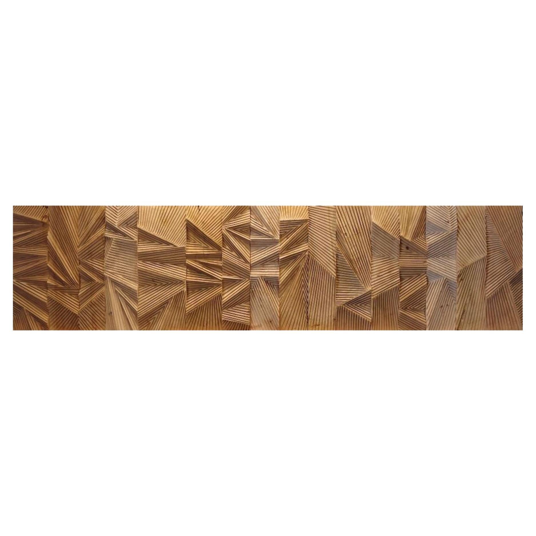 Sculpted Wood Panel Zig Zag by Etienne Moyat 2022 France, Cedar Wood