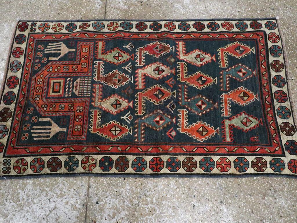 Hand-Knotted Galerie Shabab Collection Early 20th Century Caucasian Throw Rug For Sale