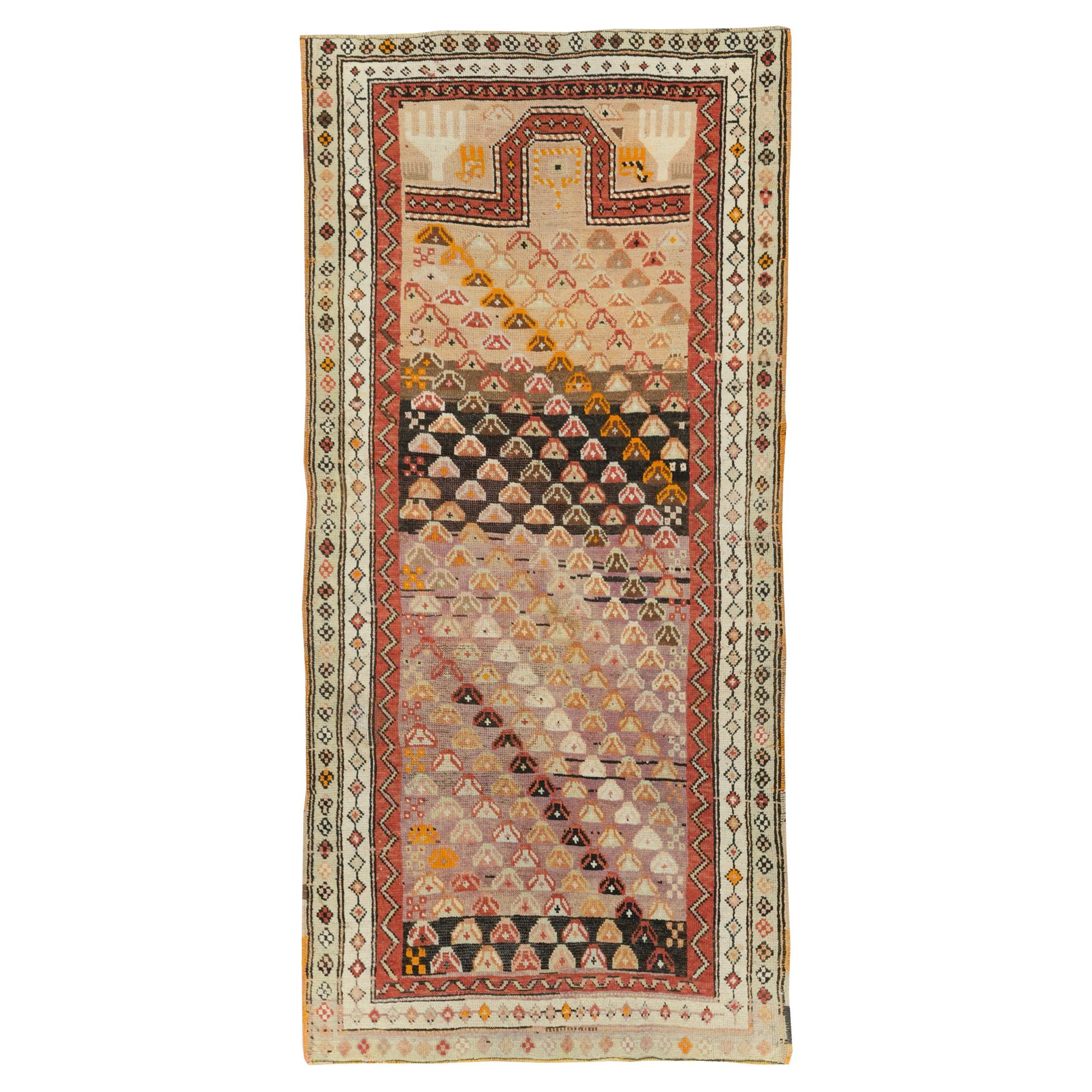 Galerie Shabab Collection Early 20th Century Caucasian Throw Rug For Sale