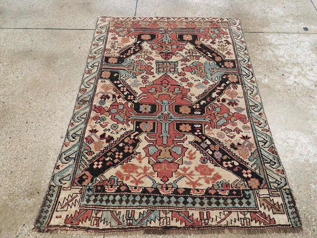 Rustic Galerie Shabab Collection Early 20th Century Caucasian ZeyKhor Throw Rug For Sale
