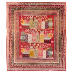 Galerie Shabab Collection Early 20th Century East Turkestan Vase Khotan Carpet