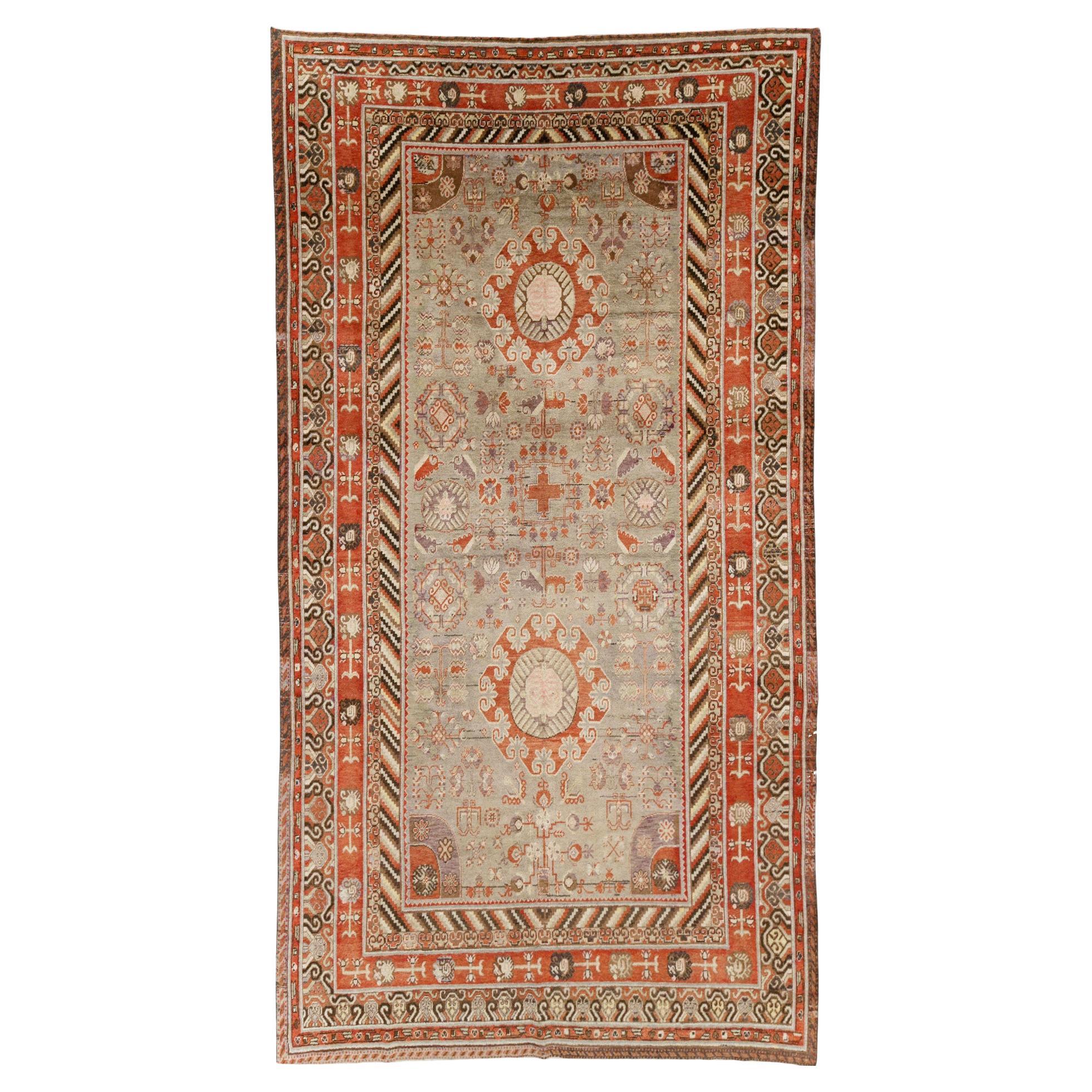 Galerie Shabab Collection Early 20th Century East Turkestan Khotan Large Carpet