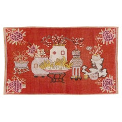 Galerie Shabab Collection Early 20th Century East Turkestan Pictorial Khotan Rug