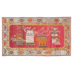 Galerie Shabab Collection Early 20th Century East Turkestan Pictorial Khotan Rug