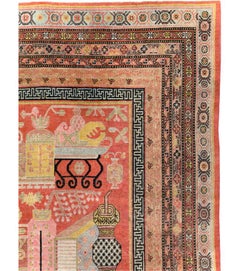 Galerie Shabab Collection Early 20th Century East Turkestan Vase Khotan Carpet
