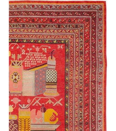Galerie Shabab Collection Early 20th Century East Turkestan Vase Khotan Carpet