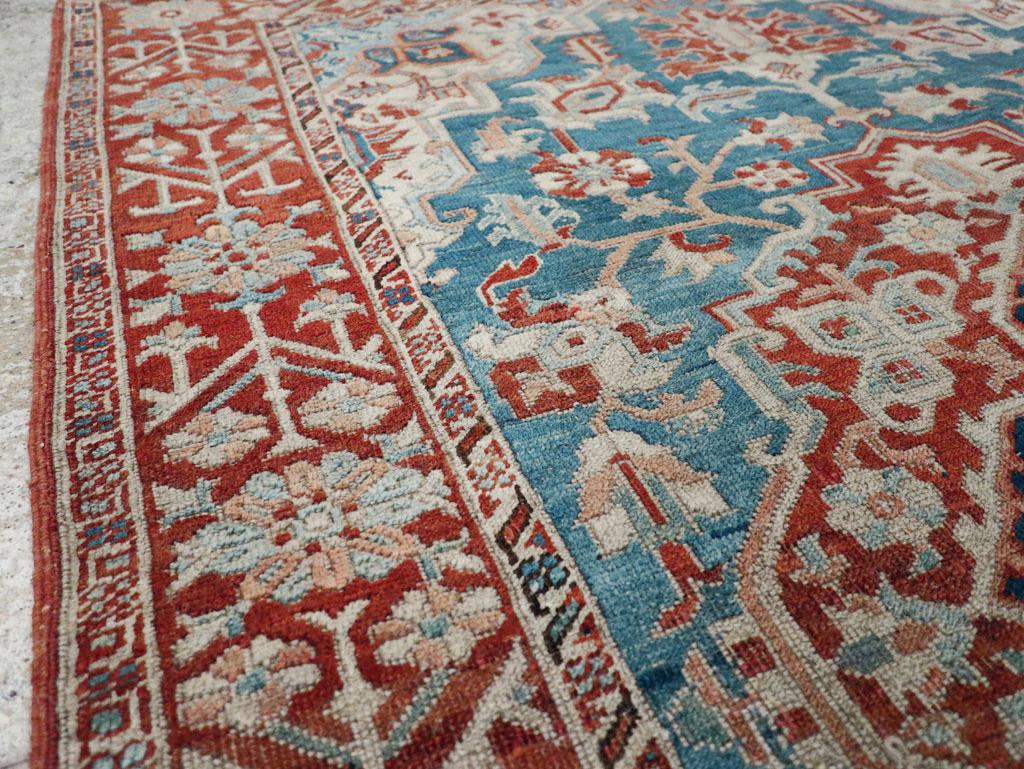 Rustic Galerie Shabab Collection Early 20th Century Handmade Persian Heriz Accent Rug For Sale