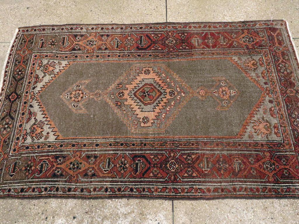Hand-Knotted Galerie Shabab Collection Early 20th Century Persian Kurdish Throw Rug For Sale