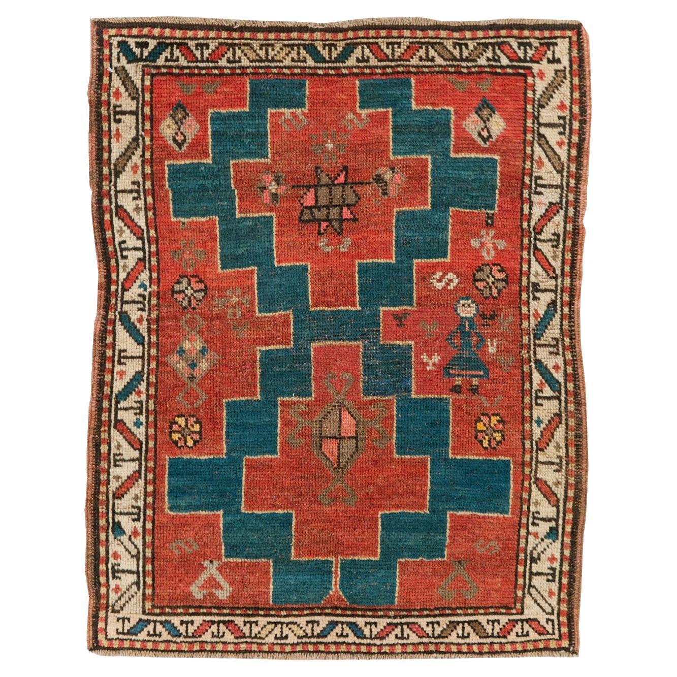 Galerie Shabab Collection Early 20th Century Persian Kurdish Throw Rug
