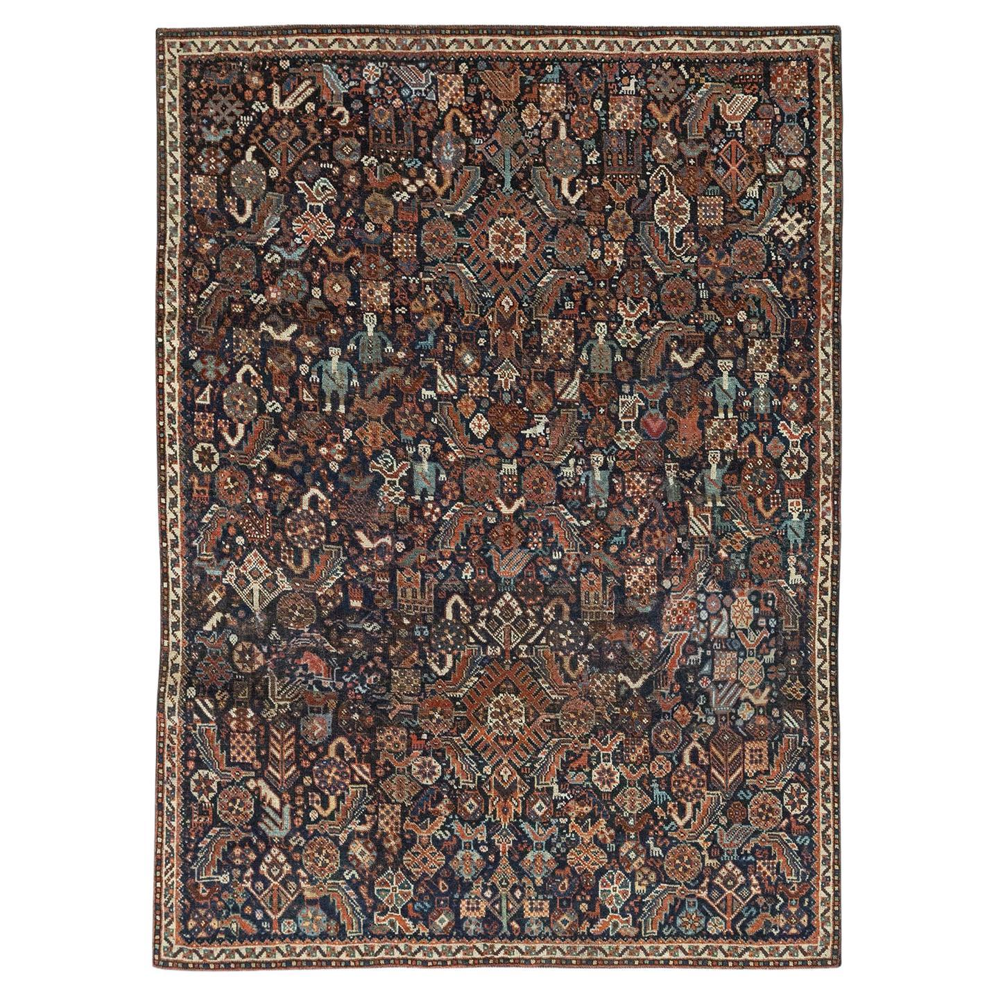 Galerie Shabab Collection Tappeto d
accento pittorico persiano Shiraz dell
inizio del XX secolo in vendita