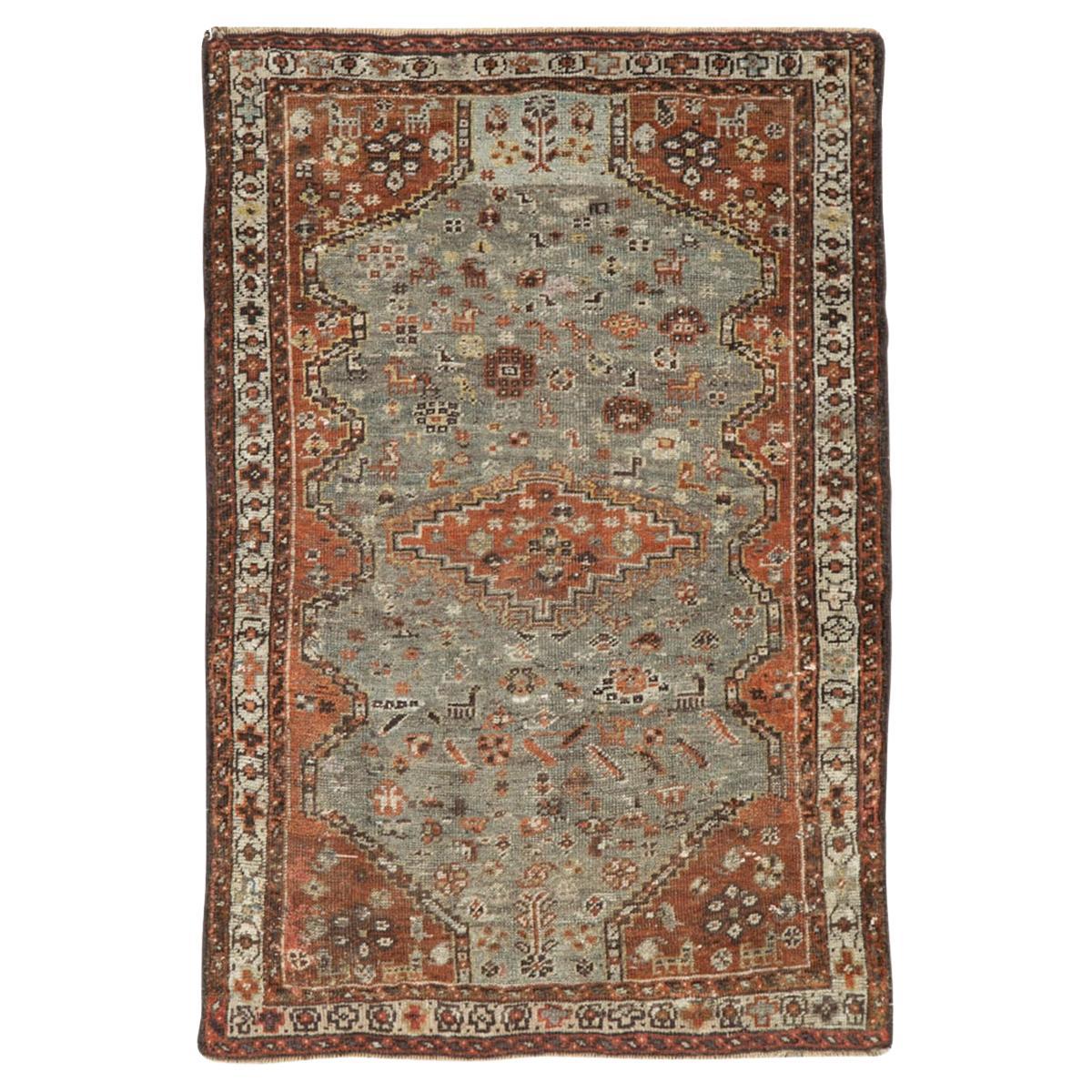 Galerie Shabab Collection Early 20th Century Persian Shiraz Throw Rug For Sale