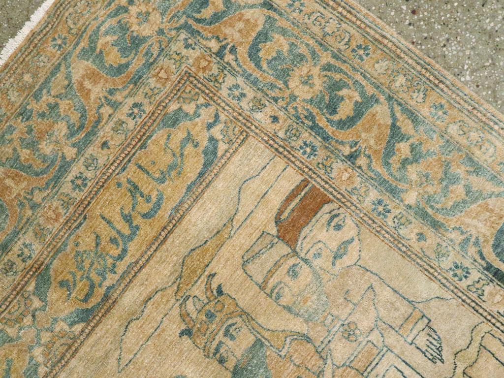 Wool Galerie Shabab Collection Early 20th Century Persian Tabriz Pictorial Rug For Sale