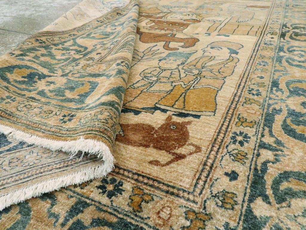 Galerie Shabab Collection Early 20th Century Persian Tabriz Pictorial Rug For Sale 2