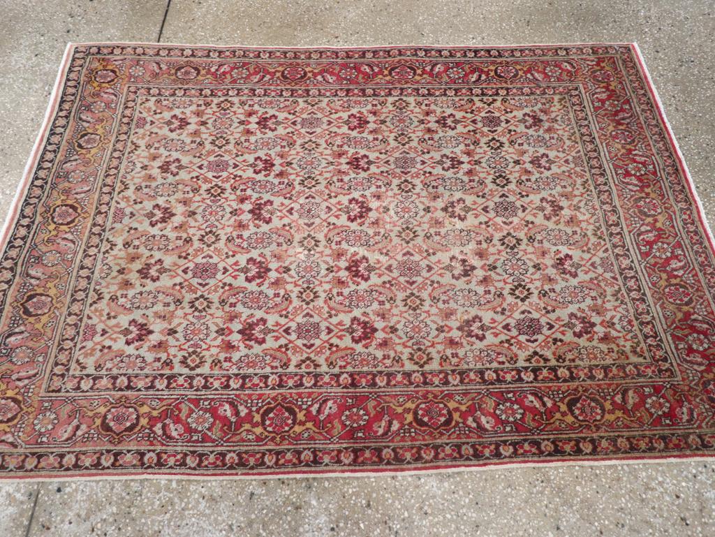 Galerie Shabab Collection Early 20th Century Persian Tabriz Throw Rug In Excellent Condition For Sale In New York, NY