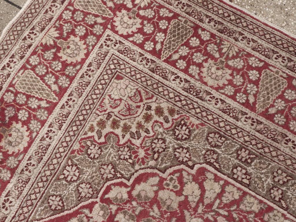 Wool Galerie Shabab Collection Early 20th Century Persian Tabriz Throw Rug For Sale