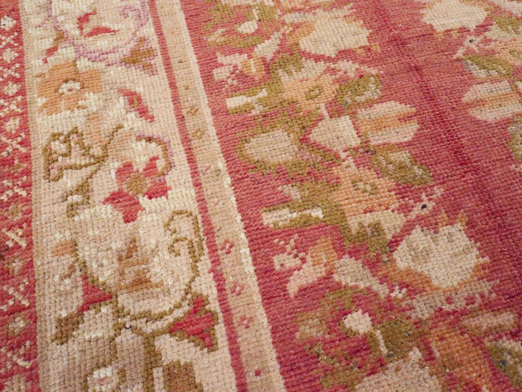 Hand-Knotted Galerie Shabab Collection Early 20th Century Turkish Oushak Throw Rug For Sale