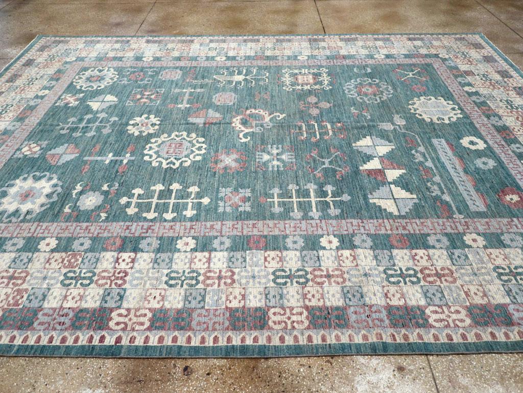 Hand-Knotted Galerie Shabab Collection Handmade Modern East Turkestan Khotan Room Size Carpet For Sale