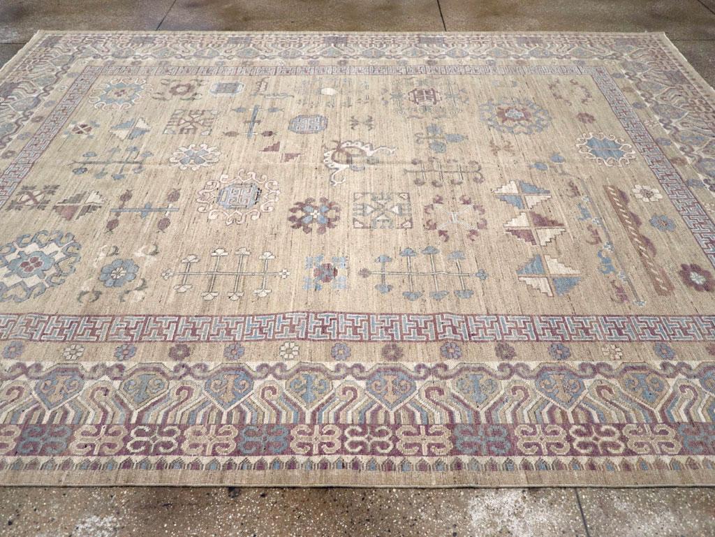 East Turkestani Galerie Shabab Collection Handmade Modern East Turkestan Khotan Room Size Carpet For Sale