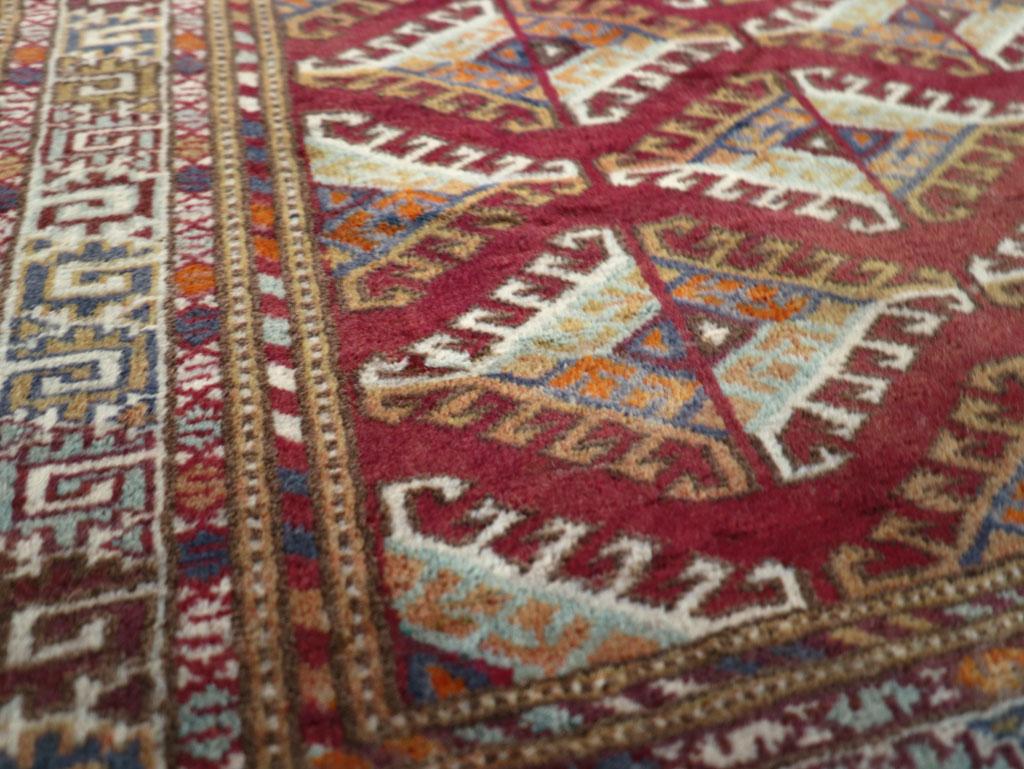 Hand-Knotted Galerie Shabab Collection Mid-20th Century Central Asian Tekke Throw Rug For Sale