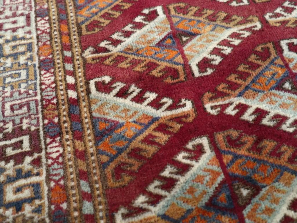 Galerie Shabab Collection Mid-20th Century Central Asian Tekke Throw Rug In Excellent Condition For Sale In New York, NY