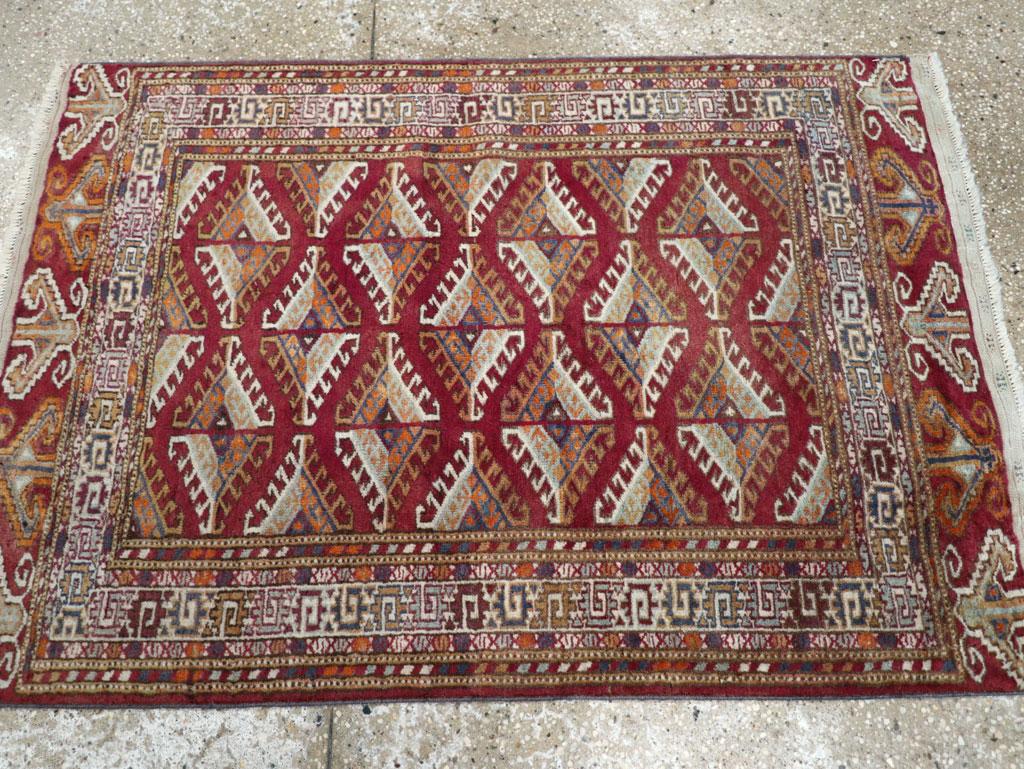 Galerie Shabab Collection Mid-20th Century Central Asian Tekke Throw Rug For Sale 1