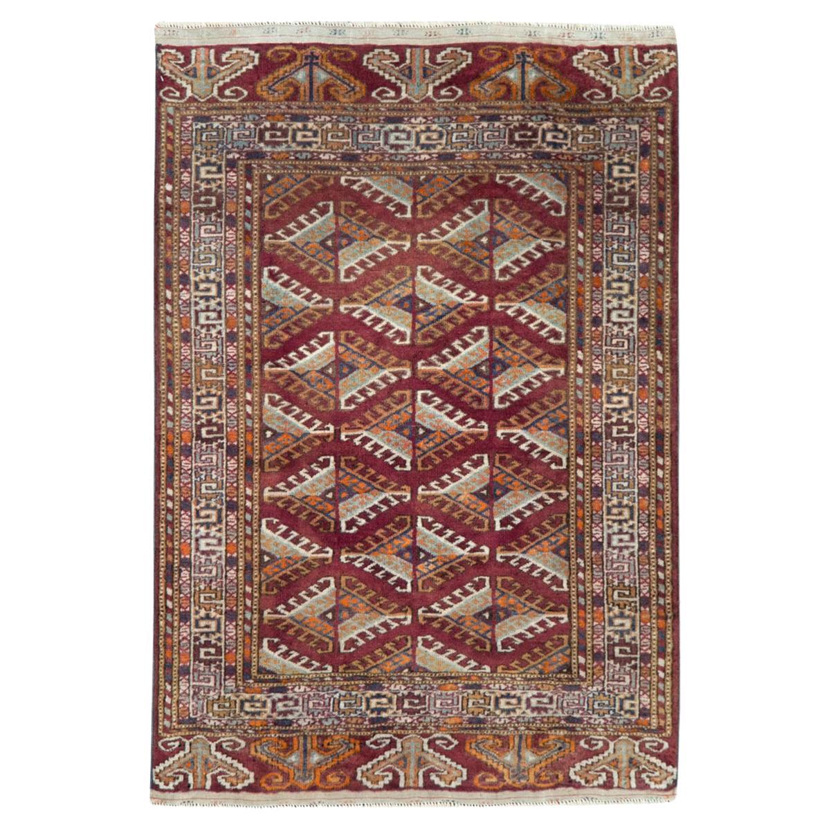 Galerie Shabab Collection Mid-20th Century Central Asian Tekke Throw Rug For Sale