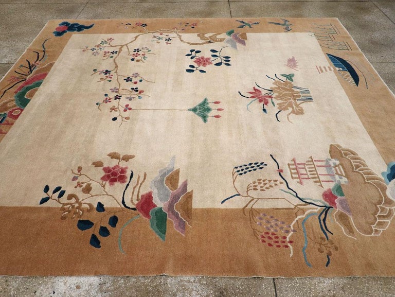 Mid20th Century Chinese Art Deco Square Room Size Rug For Sale at 1stDibs