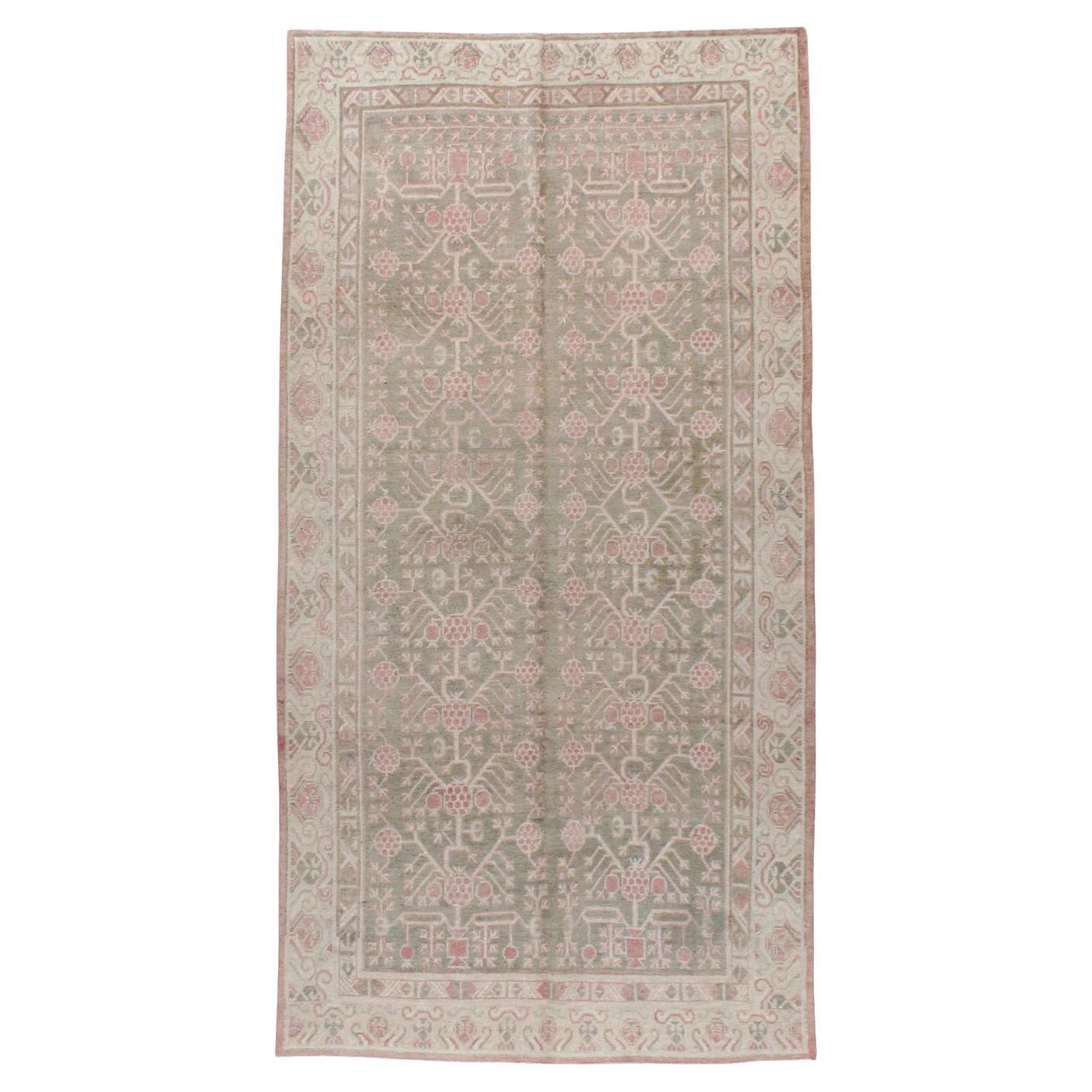 Galerie Shabab Collection Mid-20th Century East Turkestan Khotan Gallery Rug For Sale