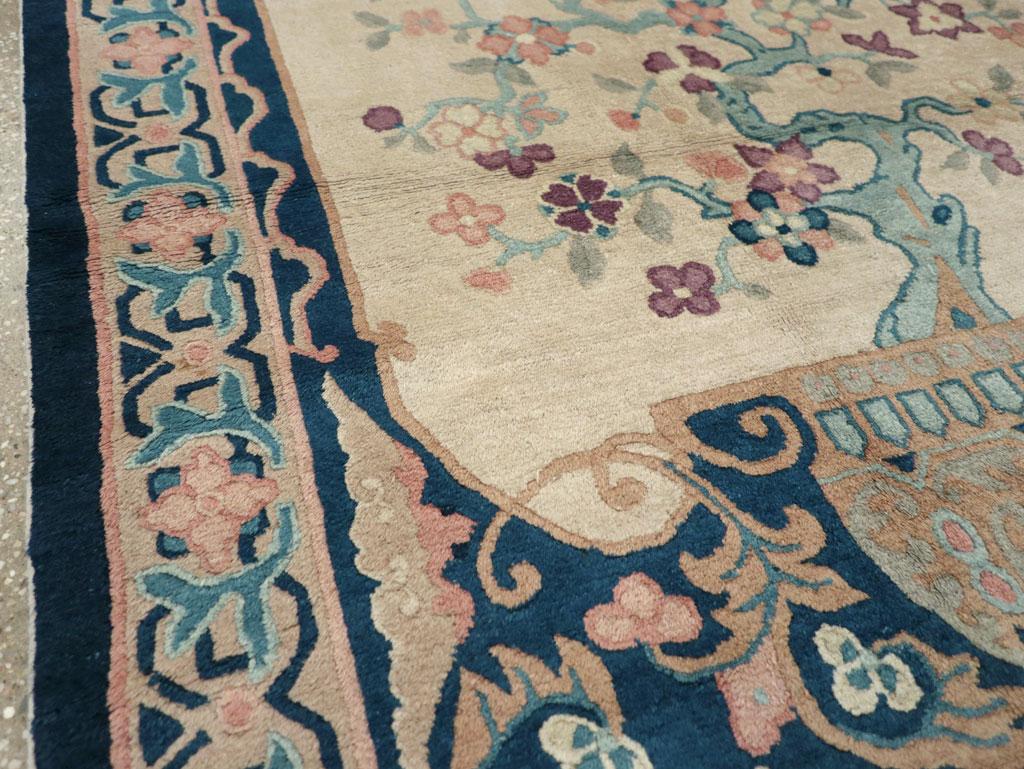 Hand-Knotted Collection Mid-20th Century Handmade Chinese Art Deco Accent Rug For Sale
